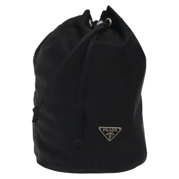 PRADA Pouch Nylon Black Silver Auth hk2611 - Picture 1 of 16
